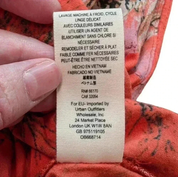 Free People We The Free Birds Of Paradise Printed Top Orange Women's size Medium - Picture 10 of 13